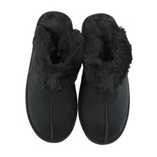 Gold Coast Women's Black Faux Fur Mule Slippers, Small 5-6 