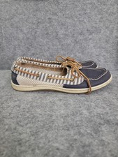 Sperry Top Sider Mesh/Leather Boat Shoes, Navy and White, STS95593, Women's 7.5M