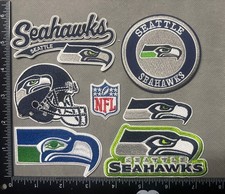 LOT OF 7 SEATTLE SEAHAWKS IRON ON EMBROIDERED PATCH
