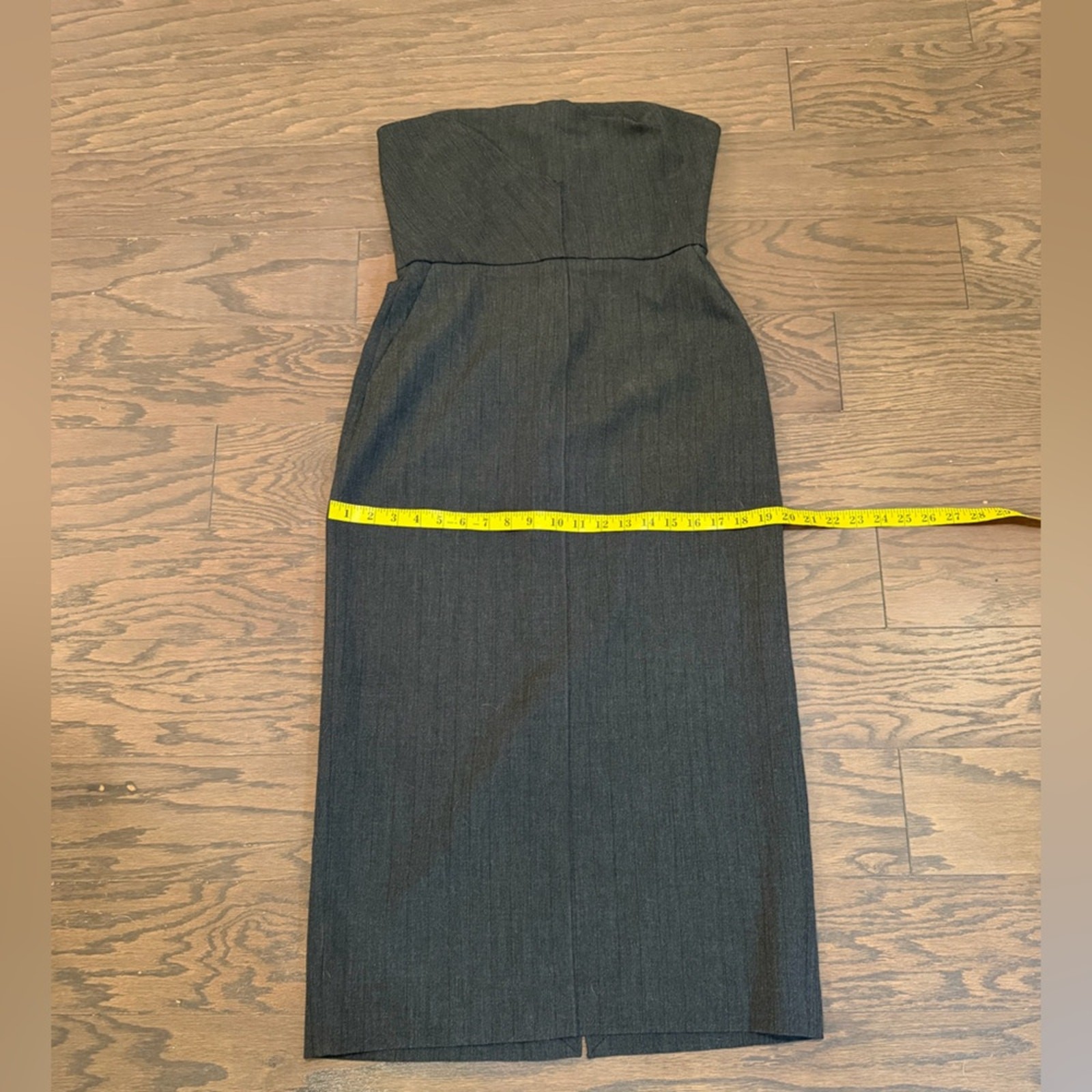 Zara ZW Collection Gray Strapless Midi Dress Draped Bodice Size Large NWOT thumbnail 12