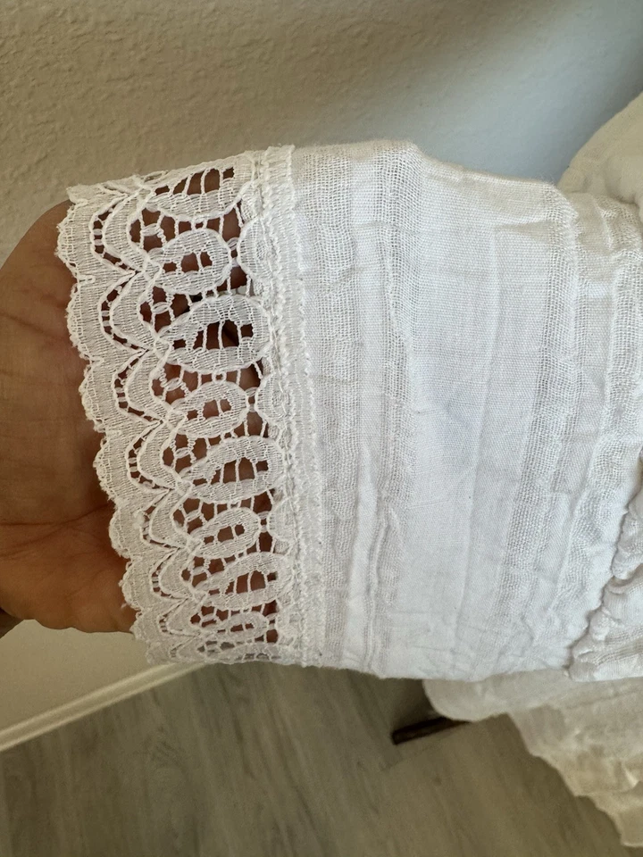 Vestido Camisón Willow Creek De Colección Blanco Mezcla de Algodón Borde de Encaje Pradera Talla M/L? Foto 3 de 4