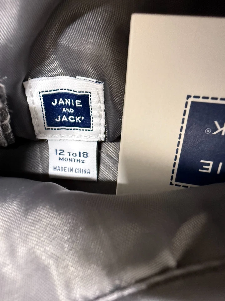 Vestido Janie & Jack Floral Jacquard Piel Sintética 12-18 Meses Floreros Gris Vacaciones Foto 3 de 4