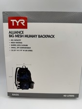 TYR Big Mesh Mummy Backpack for Swim, Gym and Workout Gear, Black, 40-Liter Capa