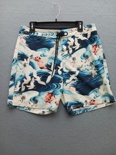 American Eagle Outfitters Men Board Shorts Size M Multicolor Asian Wave Print