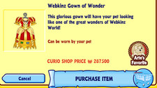 Webkinz Classic Gown of Wonder Clothing Online Item 125,000 Kinzcash Read Desc