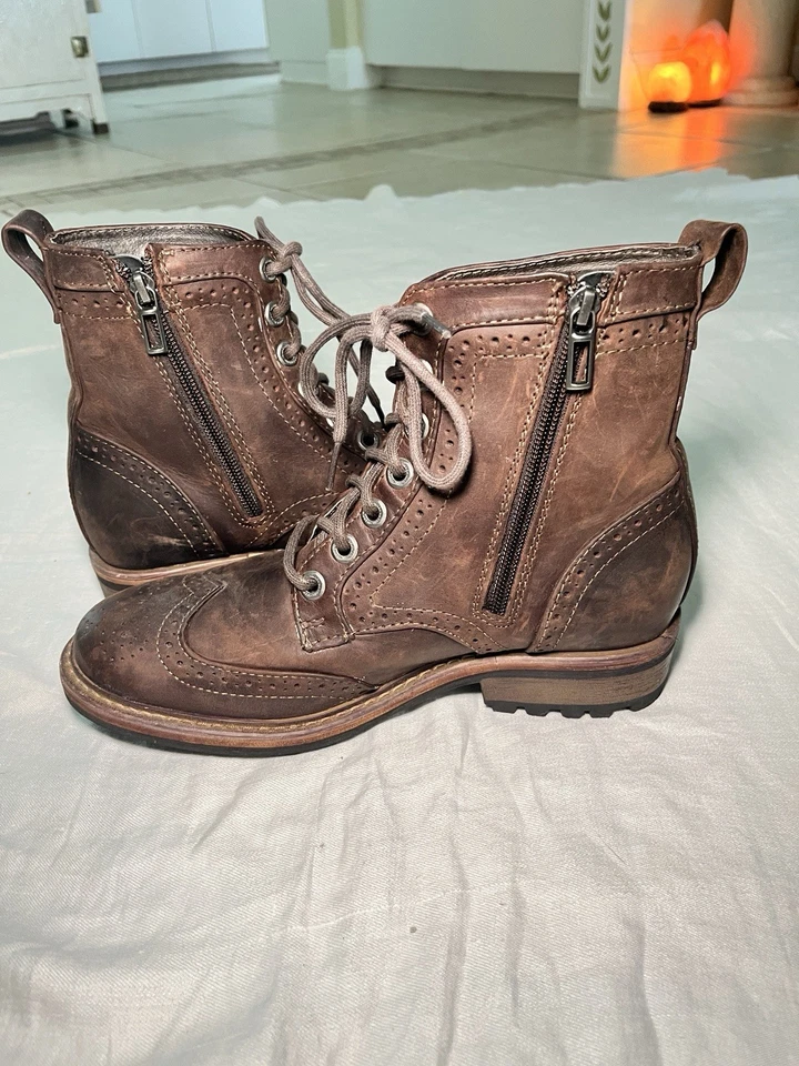 Botas Mark Nason de cuero marrón con cordones talla 6,5 para hombre con cremallera Foto 2 de 4