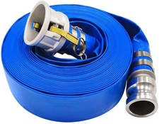 2  X 50' Blue PVC Lay-Flat Discharge Hose with Aluminum Camlock C and E Fitti...