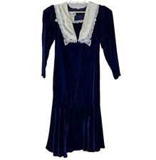Vintage Gunne Sax by Jessica McClintock Velvet Midi Mermaid Dress Womens Sz S/M
