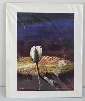 Carmen Lagos Signed & Numbered 9/100 Giclee ''Water Lily'' Matted Fine Art Print