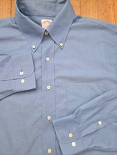 Brooks Brothers 346 The Original Polo Shirt Non Iron Cotton Blue Shirt 16.5-4/5