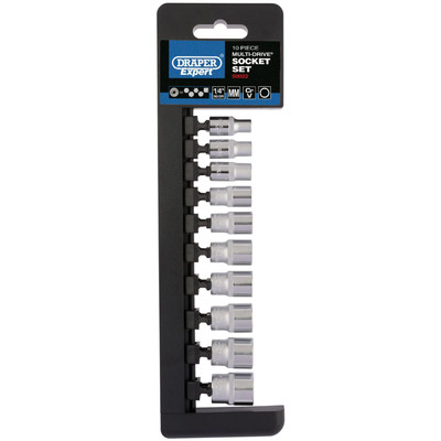 Draper Expert Multi-Drive metrisch Steckschlüsselsatz 1/4'' Vierkant 10-teilig Steckschlüssel
