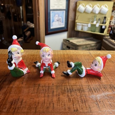 Set Of (3) Vintage 1950's Tumbling Elf Pixie Figurines Made In Japan