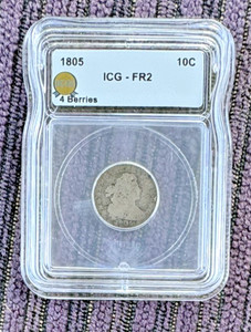 1805 - ICG FR02 Draped Bust Dime 4 Berries. LOW SHIPPING!!