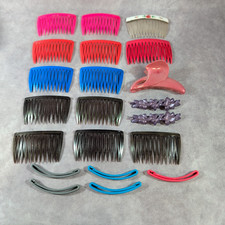 Vintage Side Hair Combs  Barrettes Lot of 21 Made In France, Goody USA 1980s 