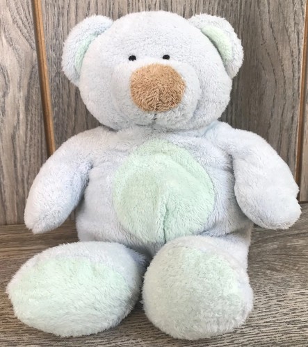 2002 Ty Beanie Baby Pluffies Bluebeary Blue Green Bear Plush Toy Stuffed Lovey