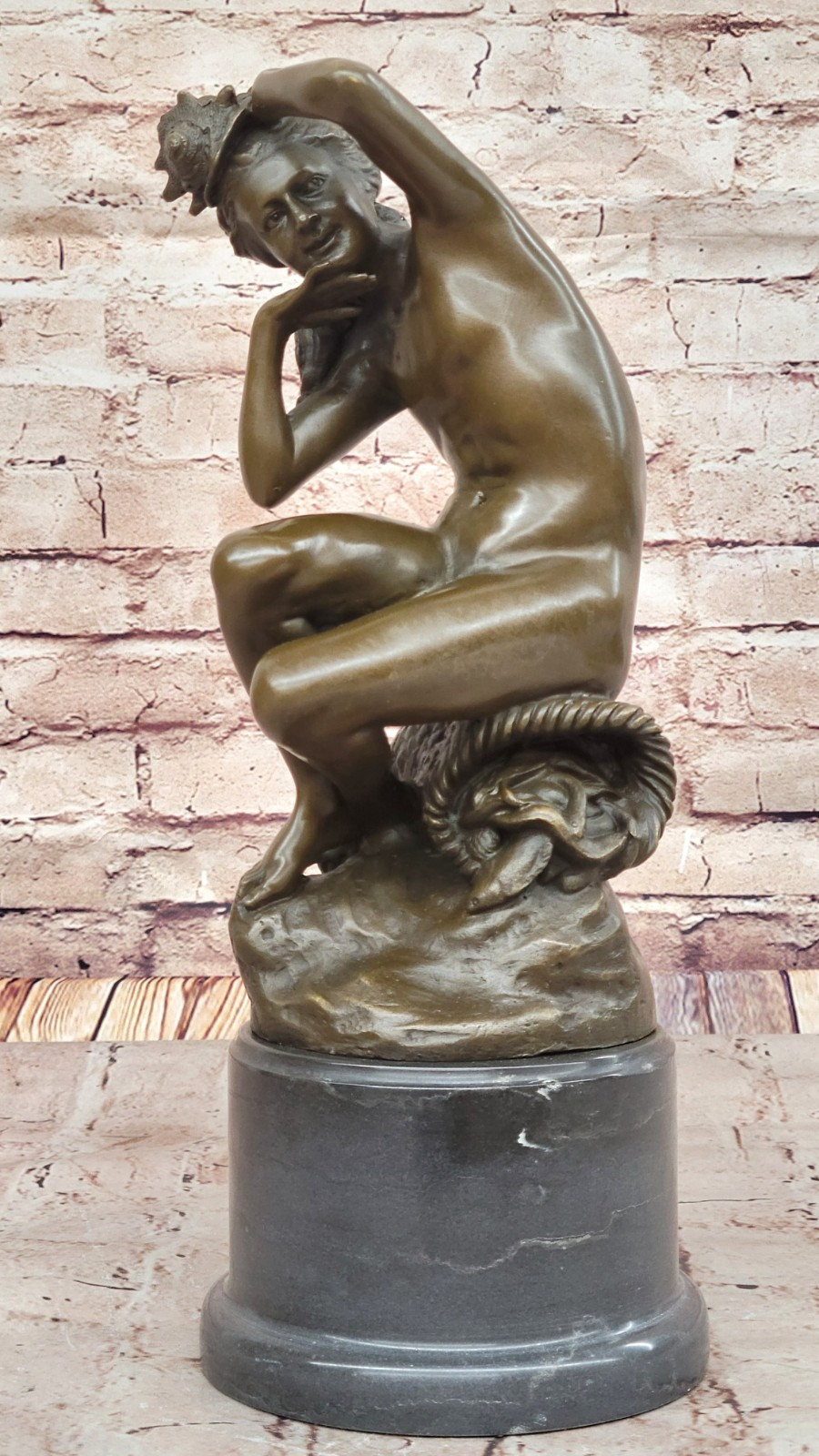 Nude Woman Seated on a Basket of Fish by Carpeaux Early 20th CenturySculpture