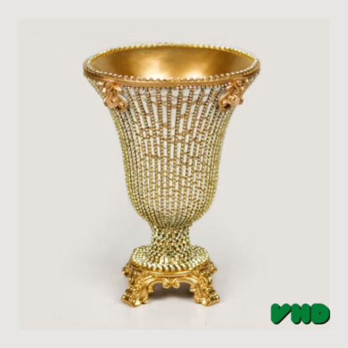 Vase vintage doré | vase royal | décoration intérieure vintage | décoration de table rustique  - Photo 1 sur 4