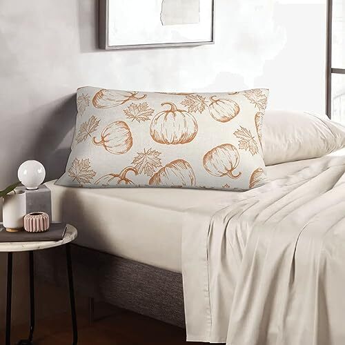 Fall Pillow Covers 12 x 20 Set of 2 Fall Maple Leaves 12x20inch Orange Pumpkin - Picture 6 of 7