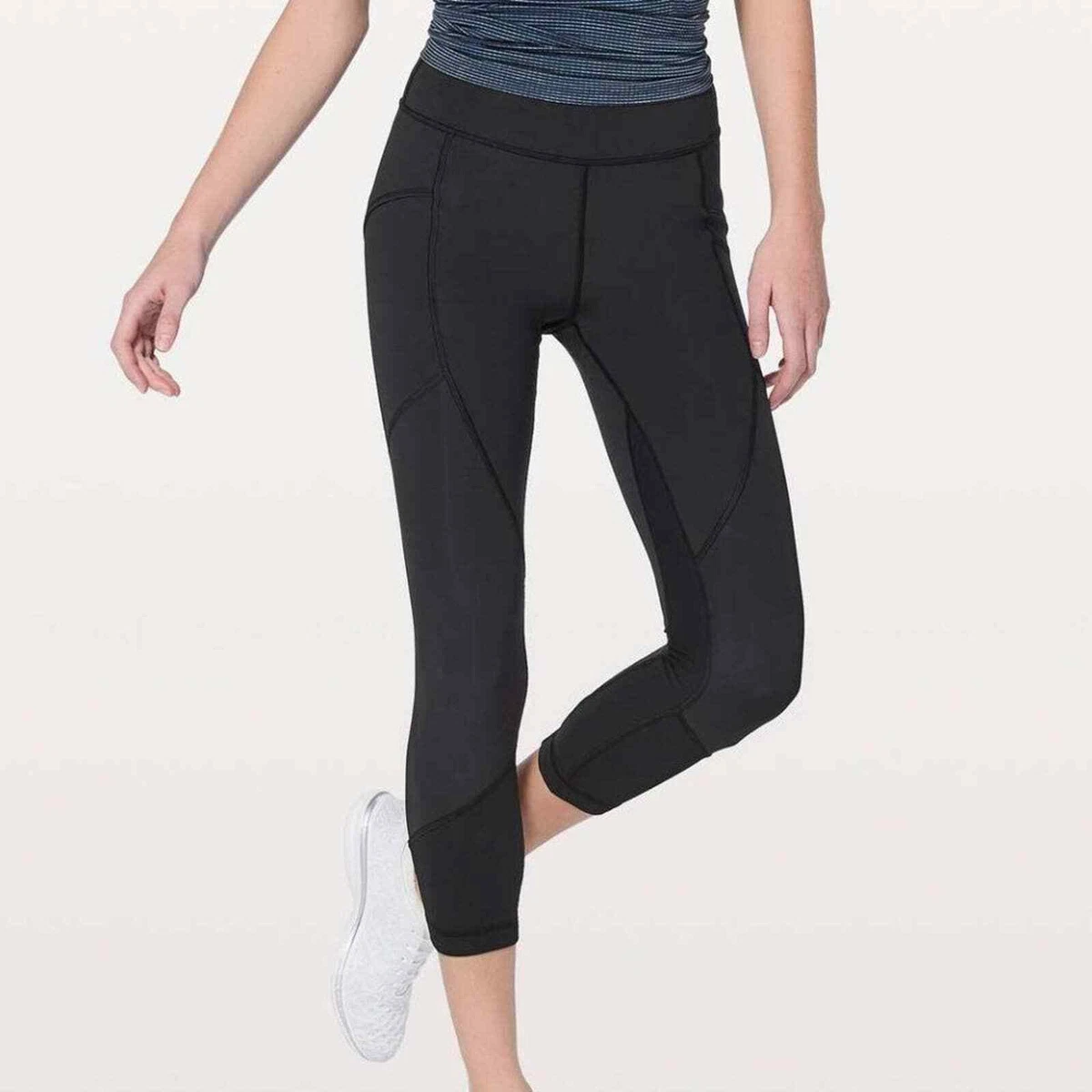 Lululemon Sz 2 Womens Game Point Crop 23 Leggings Black Side