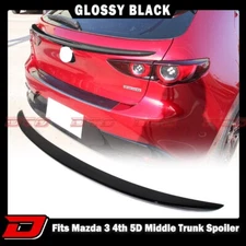 19-25 Fits Mazda 3 4th Hatchback DTO Rear Middle Trunk Spoiler Painted Black