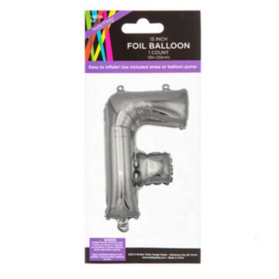 BRAND NEW 13in F Silver Foil Letter Balloon Mylar Birthday Name Party Supplies