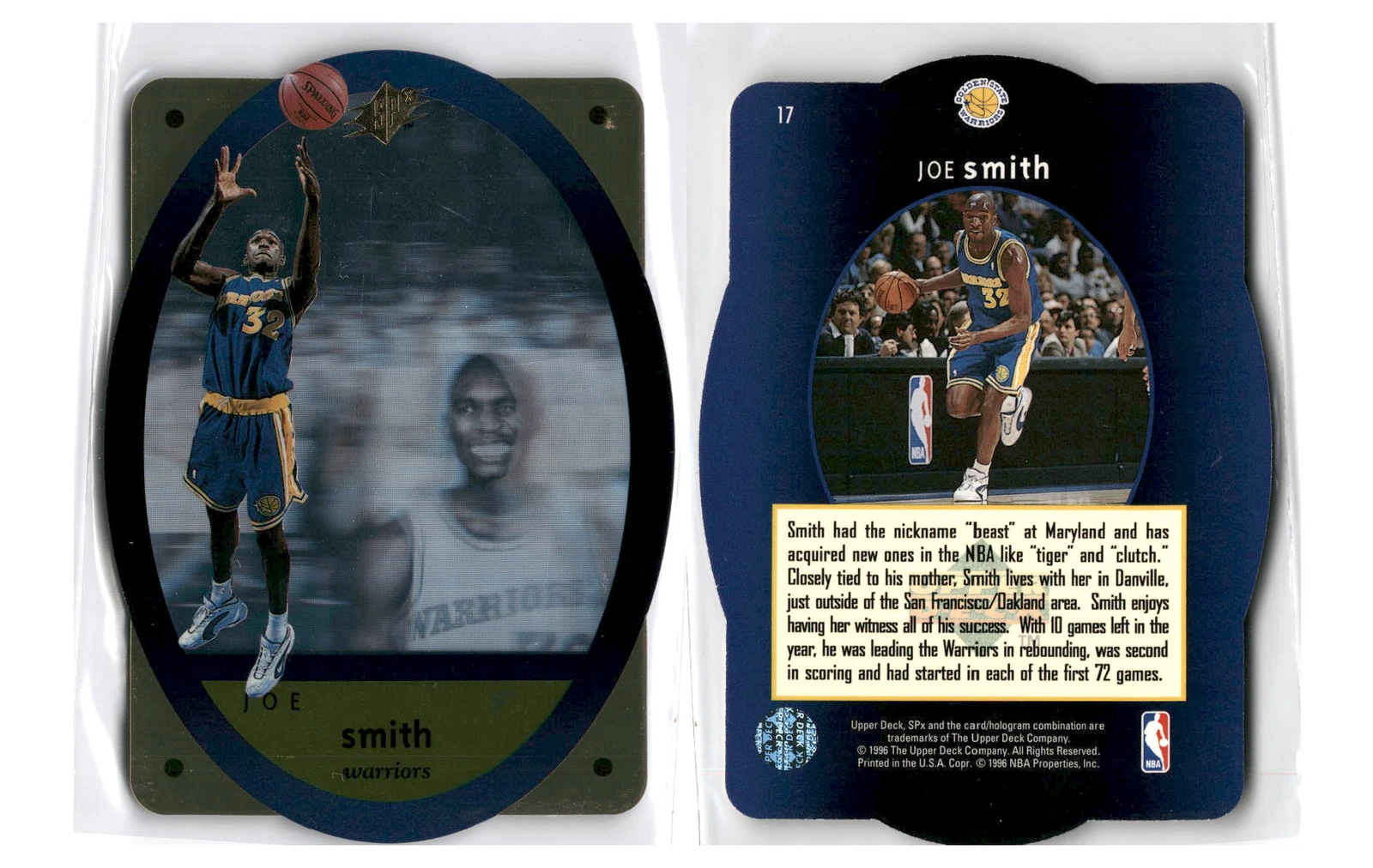 1996 SPx Gold #17 Joe Smith - Golden State Warriors