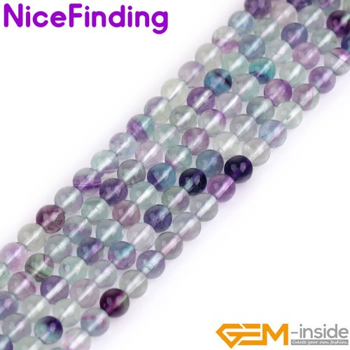 Cuentas de piedras preciosas de cristal real natural fluorita arco iris hilo para hacer joyas 15"" - Imagen 13 de 24