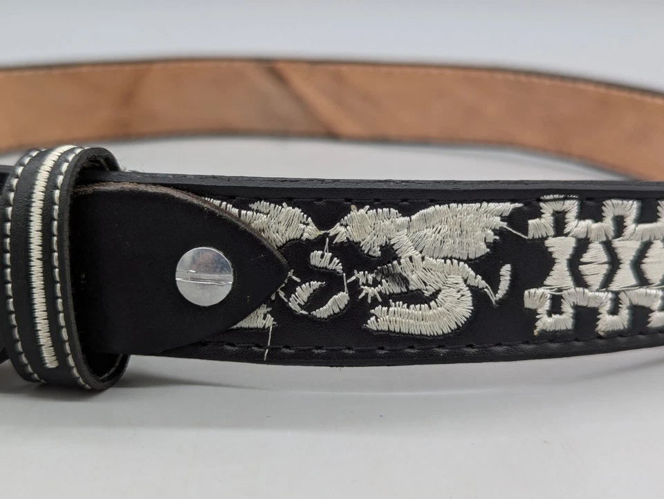 Authentic Youth Mexican Western Cinto Piteado Hand Braided Belt Black Size 26 - Image 4 of 4