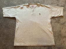 Vintage Mickey Mouse Henley Shirt Mickey Inc Size L Embroidered Mickey Inc Creme