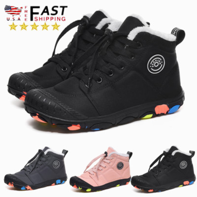 Boys Girls Waterproof Winter Kids Shoes Snow Boots Fur-lined Slip on Warm Ankle