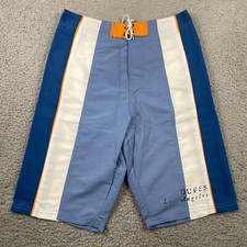 Guess Los Angeles Board Shorts Surf Swim trunks Blue White Stripe Youth Boys XL