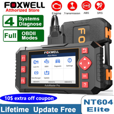 FOXWELL NT604 Elite OBD2 Scanner  Code Reader ABS SRS Engine TCM Diagnostic Tool