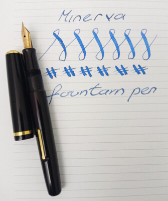 MINERVA CLASSICA CELLULOID LEVER FOUNTAIN PEN 14K EF