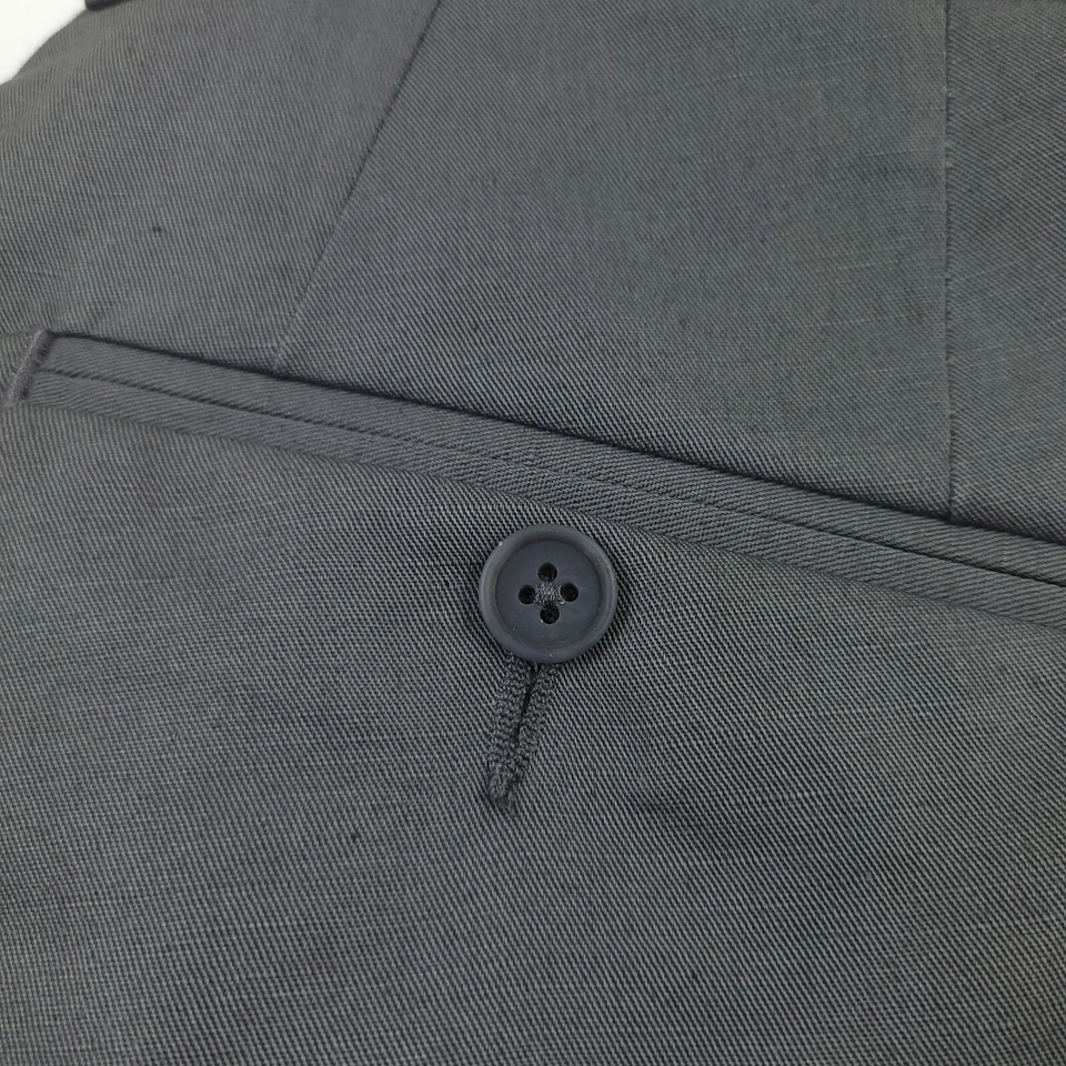 $178 Pantalones de vestir Bloomingdales gris algodón y lino ajustados para hombre 34R Foto 3 de 4