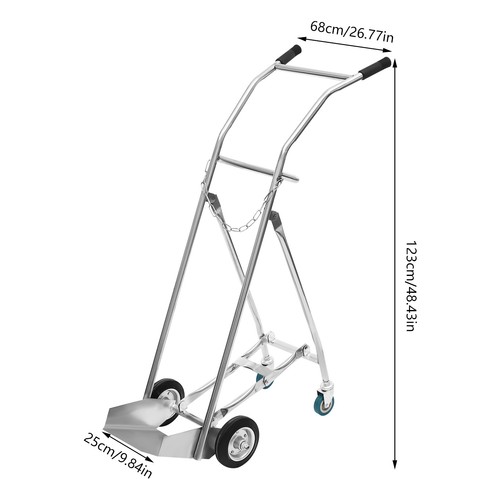 Large Oxygen Tank Cart Dolly Full Range High Rail with Wheels Silver NEW US - Picture 6 of 15