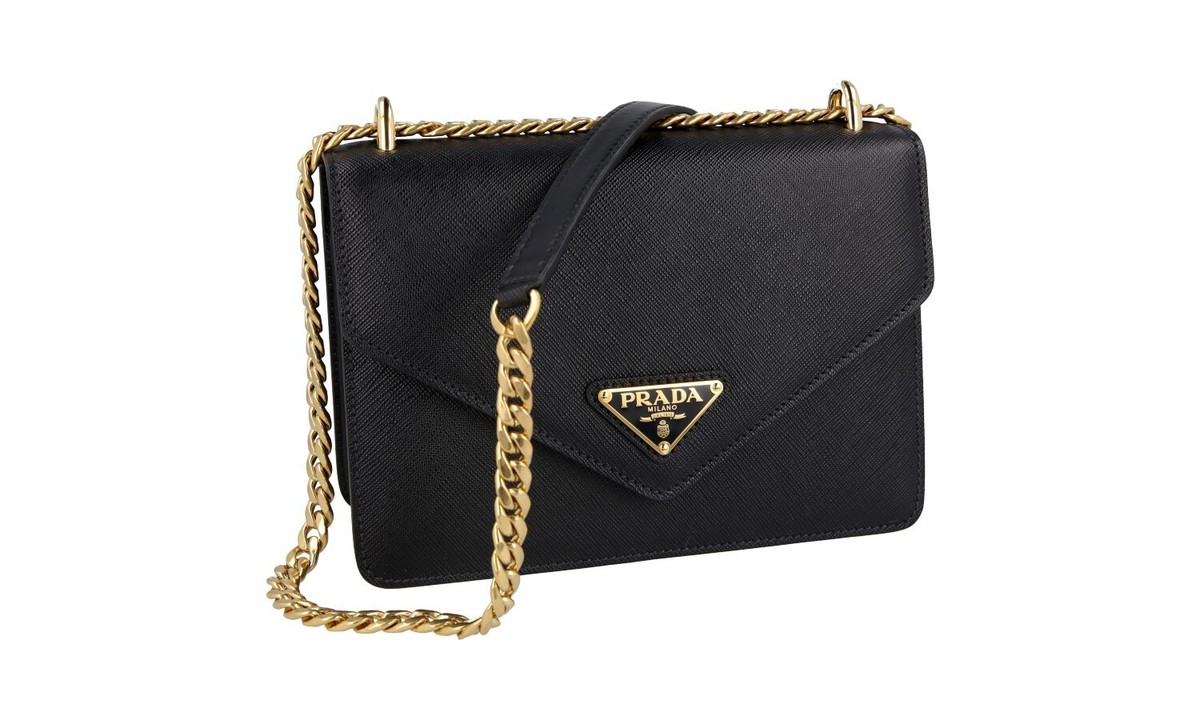 PRADA SAFFIANO ENVELOPE SHOULDER BAG HANDBAG 1BD200 BLACK NEW | eBay
