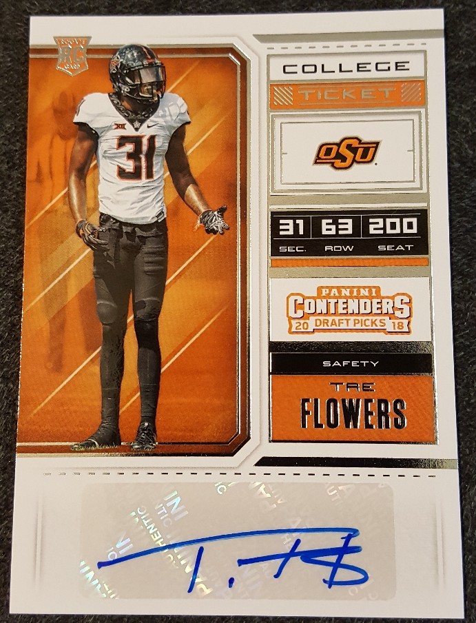2018 PANINI CONTENDERS DRAFT PICKS TRE FLOWERS RC AUTOGRAPH *SEAHAWKS