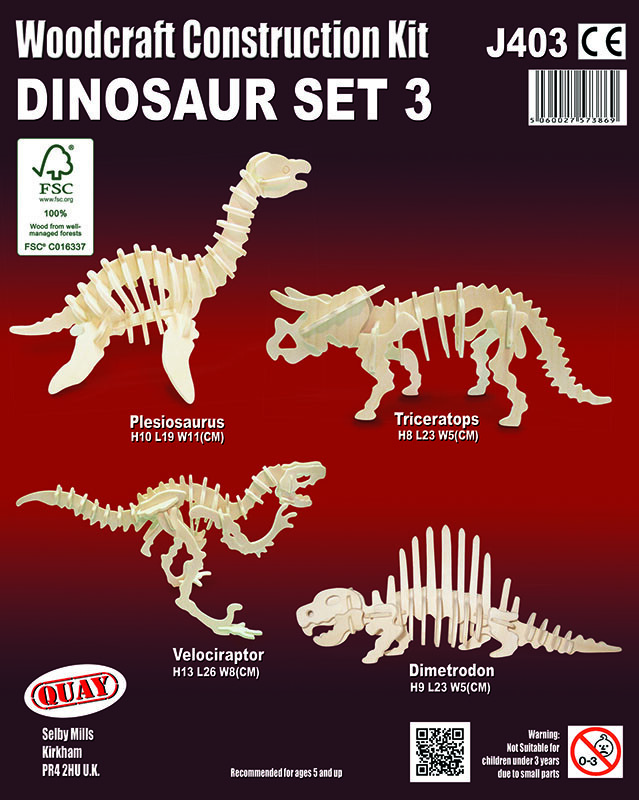 Quay Dinosaur Set 2 Woodcraft Construction Kit FSC