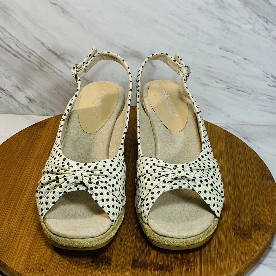 Sandalias con plataforma Easy Street Rope para mujer talla 8,5 W beige con puntos NUEVAS Foto 3 de 4