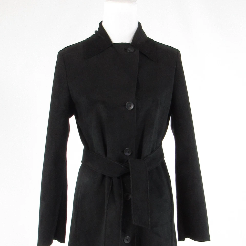 Abrigo largo de gamuza sintética negro HECHO EN ITALIA DE BENETTON IT40 6 Foto 2 de 4