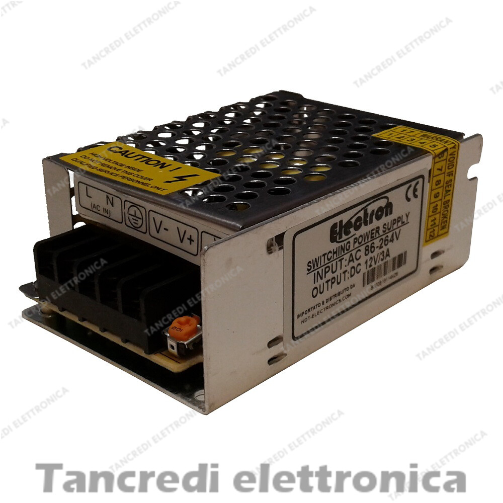 Alimentatore Switching In Contenitore Metallico 12Vdc 30A