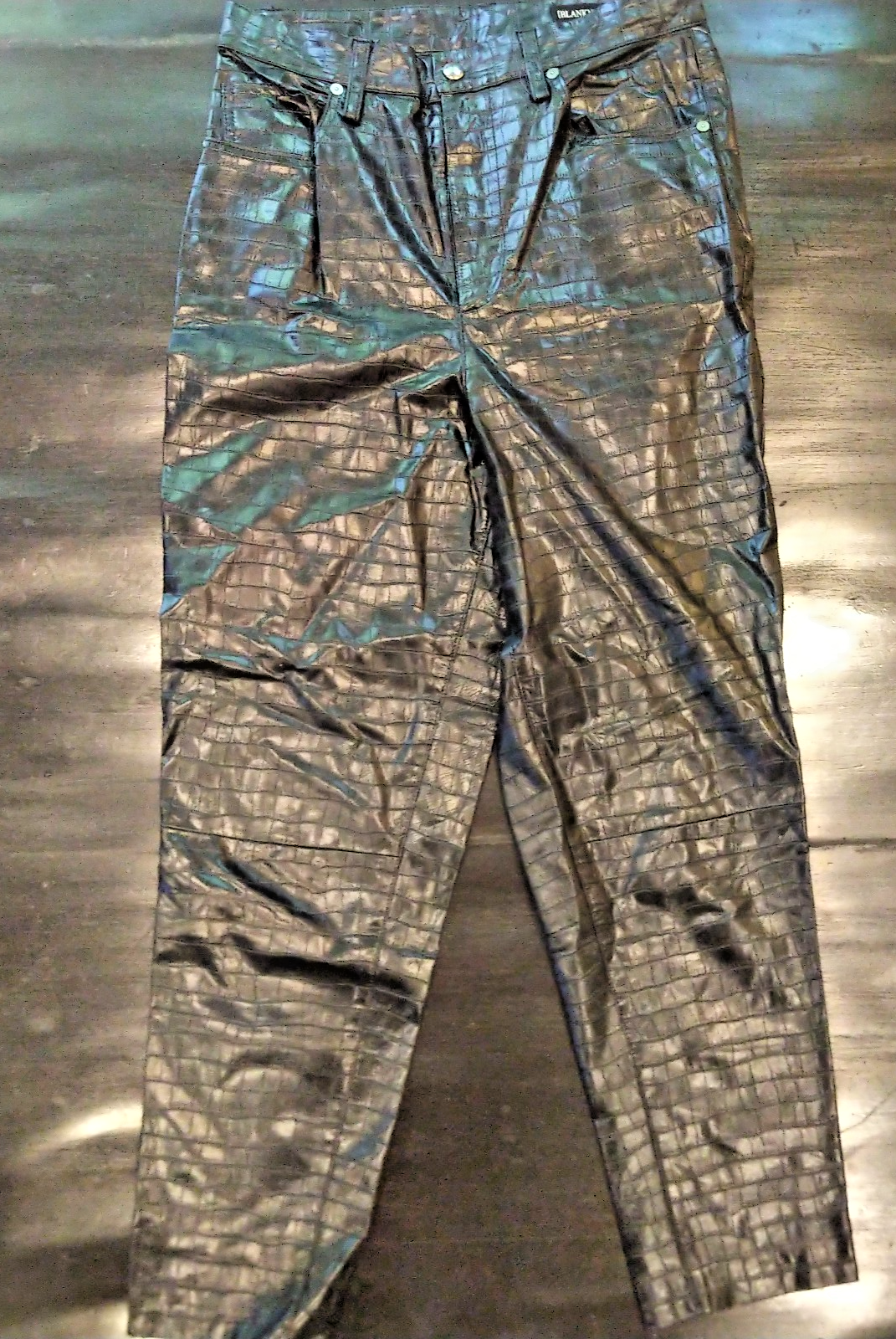 Blank NYC Crocodile Pattern Pants Size 28 Black Vegan Leather