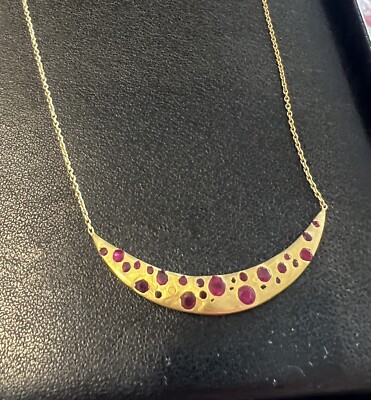 Polly Wales 18k Gold And Ruby Pendant Necklace Unique