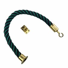 40mm Black Softline Wormed In Green Barrier Rope x 2.5m c/w Brass Cup & Hook