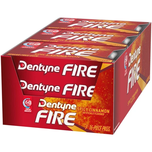 Dentyne Fire Canela Picante 16 Piezas Paquete de 9 Total 144 Piezas Gomas Sin Azúcar Foto 4 de 4