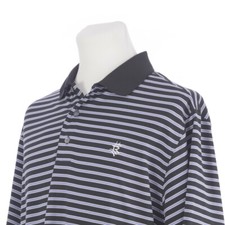 FJ FootJoy Black Striped Stretch Short Sleeve Golf Polo Casual Shirt Mens Large