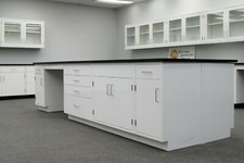 12' x 4' Laboratory Island Cabinets w/ Desk & Countertops / E1-559