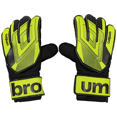 Umbro Junior Soccer Goalie HIGH Visabilty Gloves Green 1 Pair 65mm to 80mm