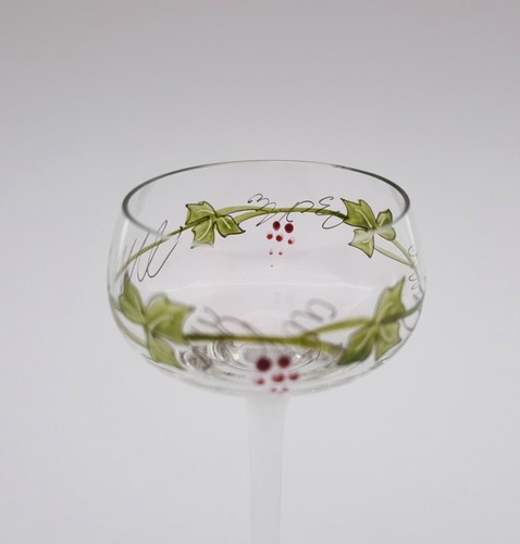 Art Nouveau - Bicchiere da liquore con decoro foglie di vite. Theresienthal, 1900 circa. - Foto 3 di 5