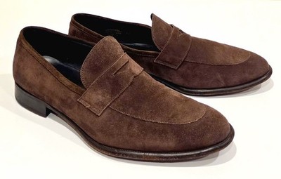 Paul Evans Vero Cuoio Penny Loafers Men Sz 12 Brown Suede Made in Naples Italy